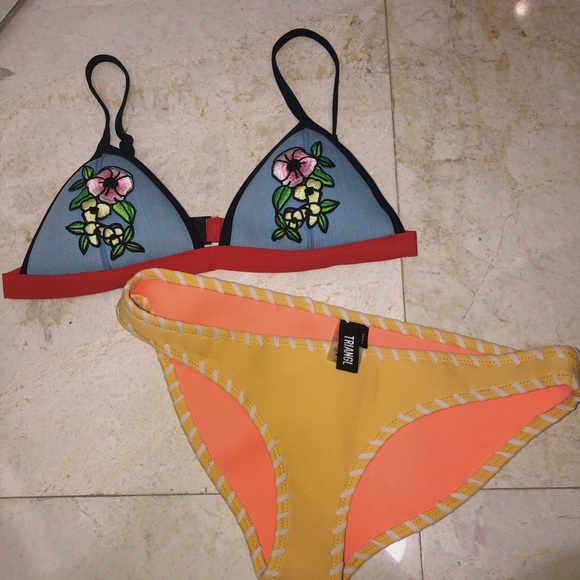 Triangl Jean bikini blue denim + Yellow bottom - Picture 2 of 2